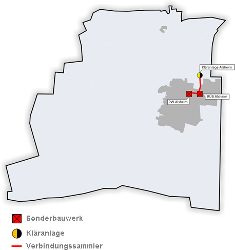 Gebiet der Abwassergruppe Alsheim, Bild vergrößern